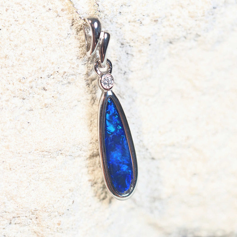 blue and green opal pendant sterling silver