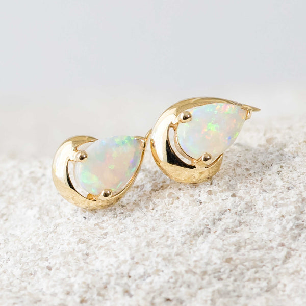 Gold Australian crystal opal earrings