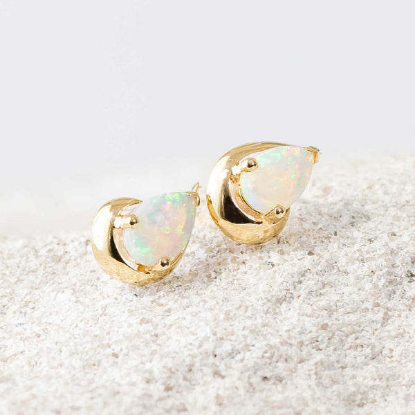 Gold Australian crystal opal earrings