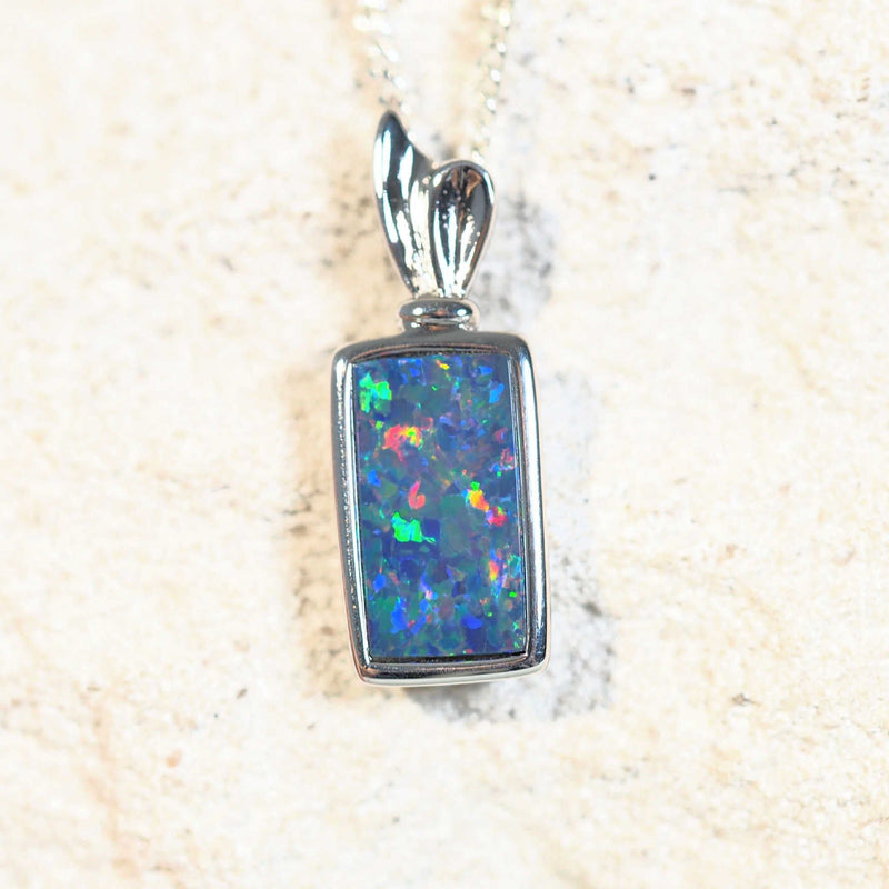 doublet opal silver pendant set with a colourful australian opal