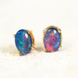 'Olivia' Gold Plated Silver Triplet Opal Earrings