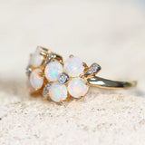 flower design crystal opal ring