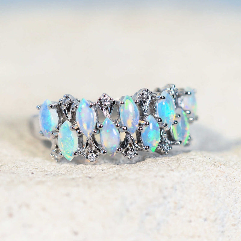 south australian opal ring in white gold