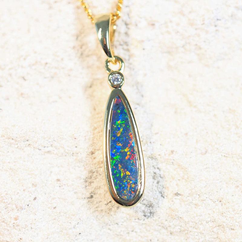 'Sahana' Gold Plated Silver Doublet Opal Pendant