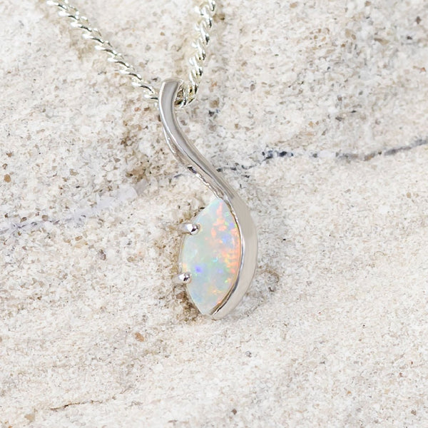 white gold white opal pendant