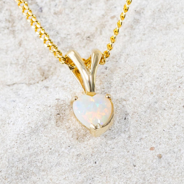 'Carys' Gold Australian White Opal Necklace Pendant - Black Star Opal