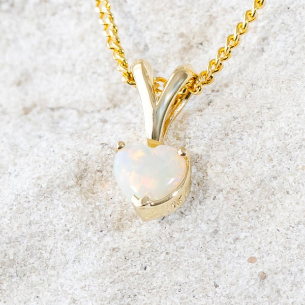 'Carys' Gold Australian White Opal Necklace Pendant - Black Star Opal