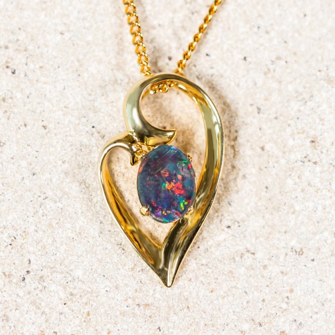 'Embrace' Gold Plated Silver Triplet Opal Necklace