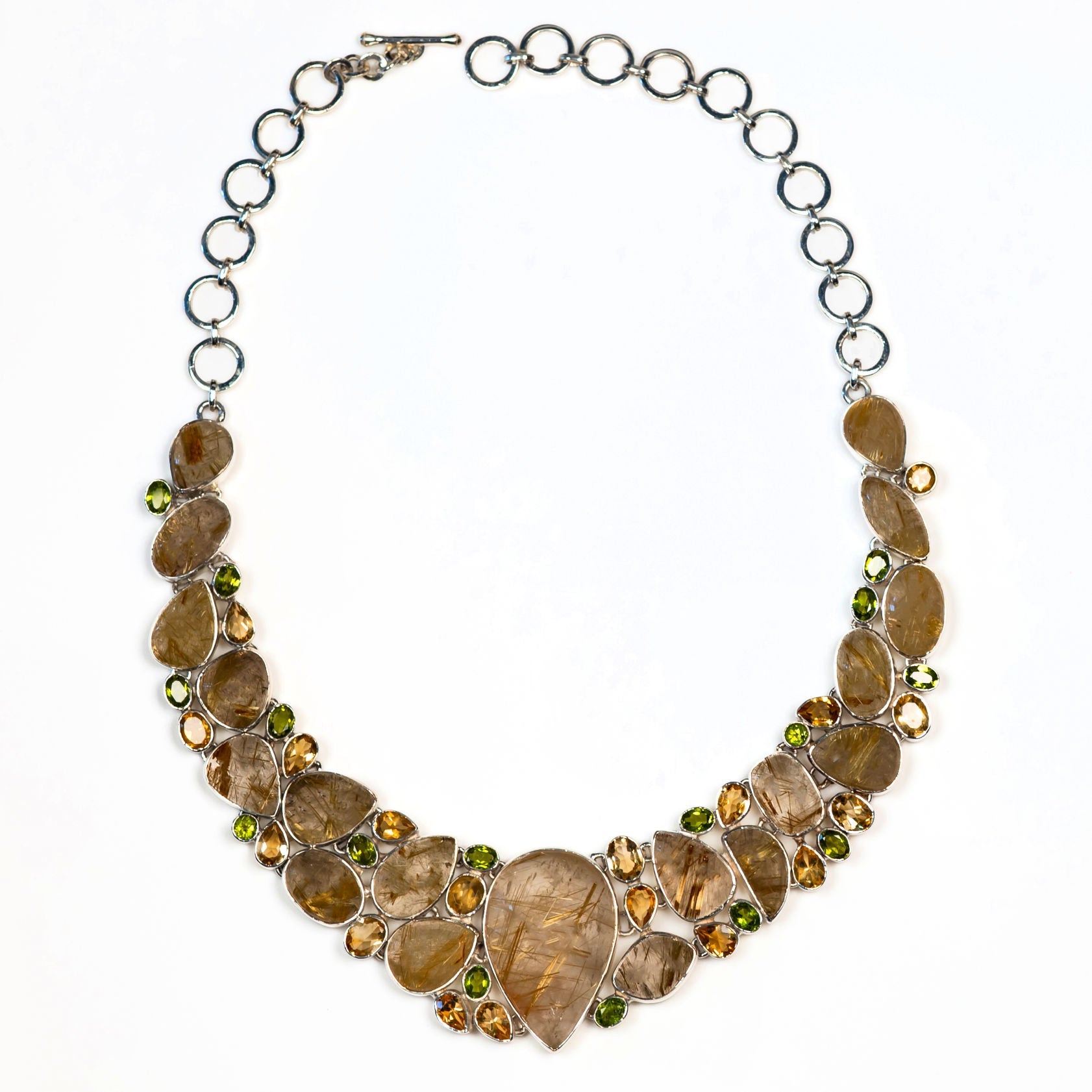 Multi gemstone Necklace discount 14k/925 Amethyst, Peridot, Citrine 24”