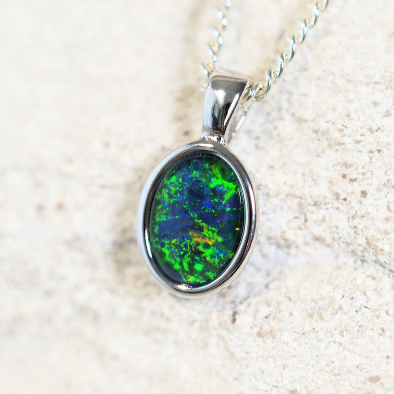 silver opal pendant set with an australian opal