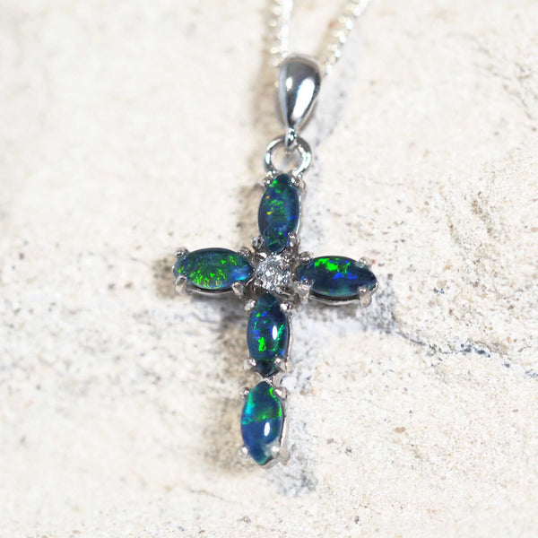 australian opal cross pendant