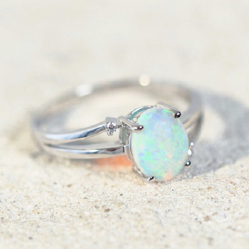 'Adele' 14ct White Gold Crystal Opal Ring