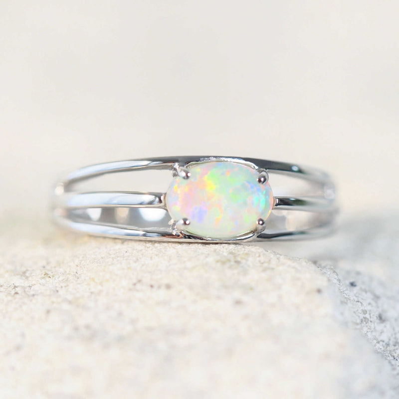 'Bailey' 14ct White Gold Crystal Opal Ring