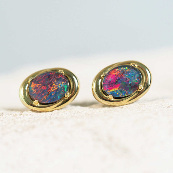 colourful oval pal earrings gold plated silver