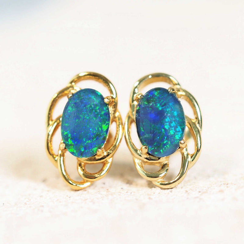 blue and green opal earrings