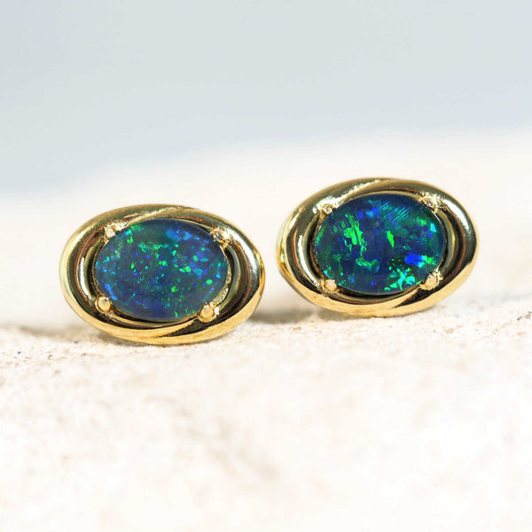 blue and green opal earrings