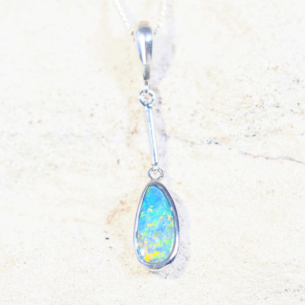 blue and green opal pendant