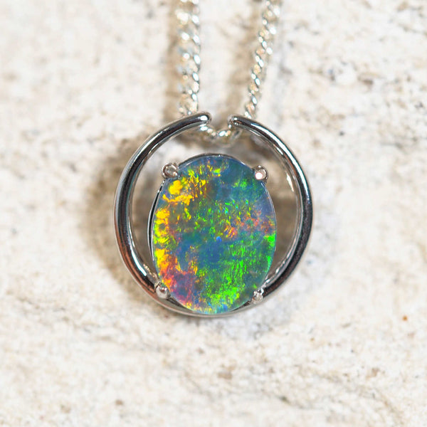 Australian opal pendant set in sterling silver