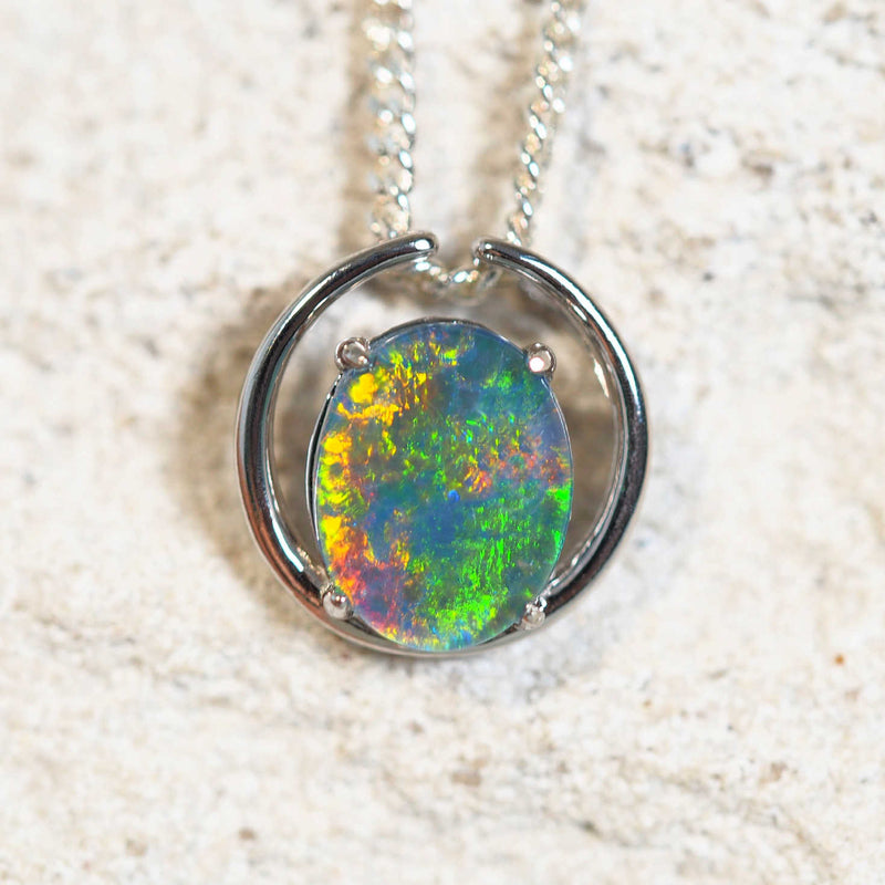 Australian opal pendant set in sterling silver