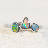 black opal ring set in white gold