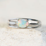 colourful crystal opal ring set in white gold