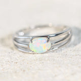 colourful crystal opal ring set in 14ct white gold