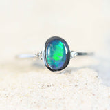 green opal ring set in white gold