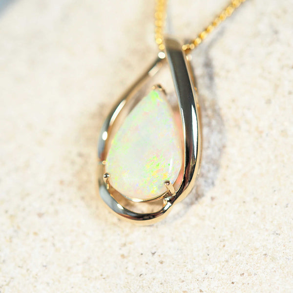 white opal gold pendant