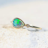 black crystal opal ring in gold