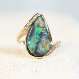 lightning ridge black opal gold ring