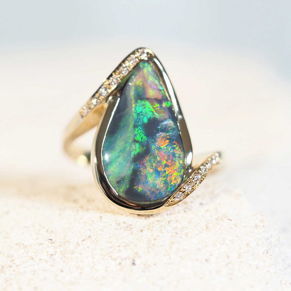 lightning ridge black opal gold ring