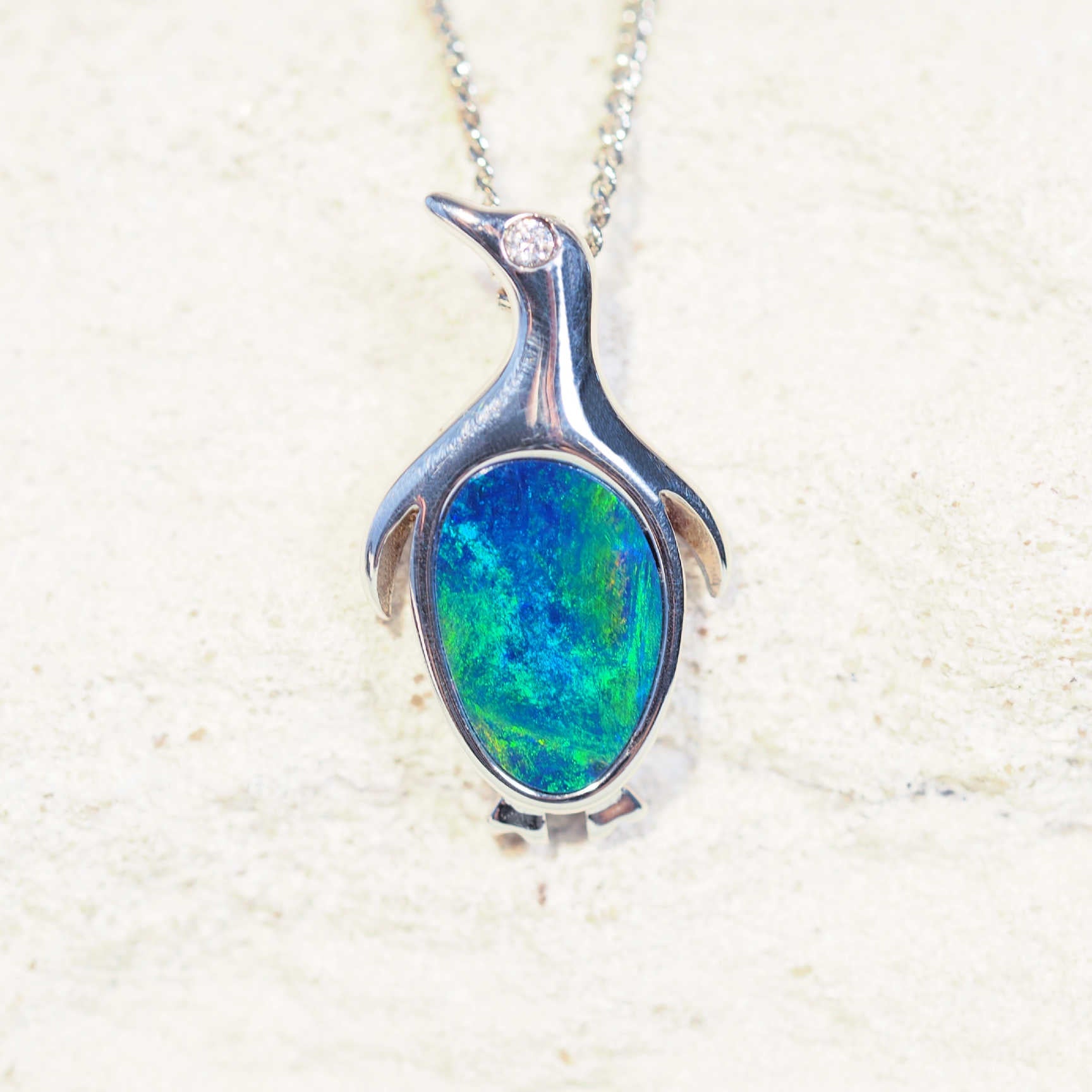 green and blue opal pendant