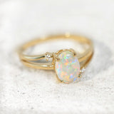 crystal opal ring in gold