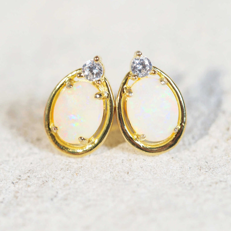 white opal earrings