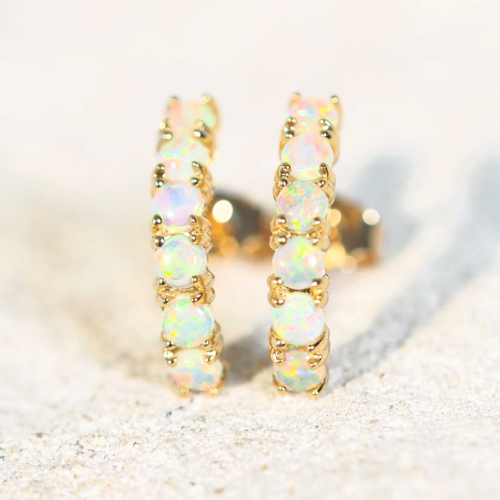 crystal opal earrings in gold