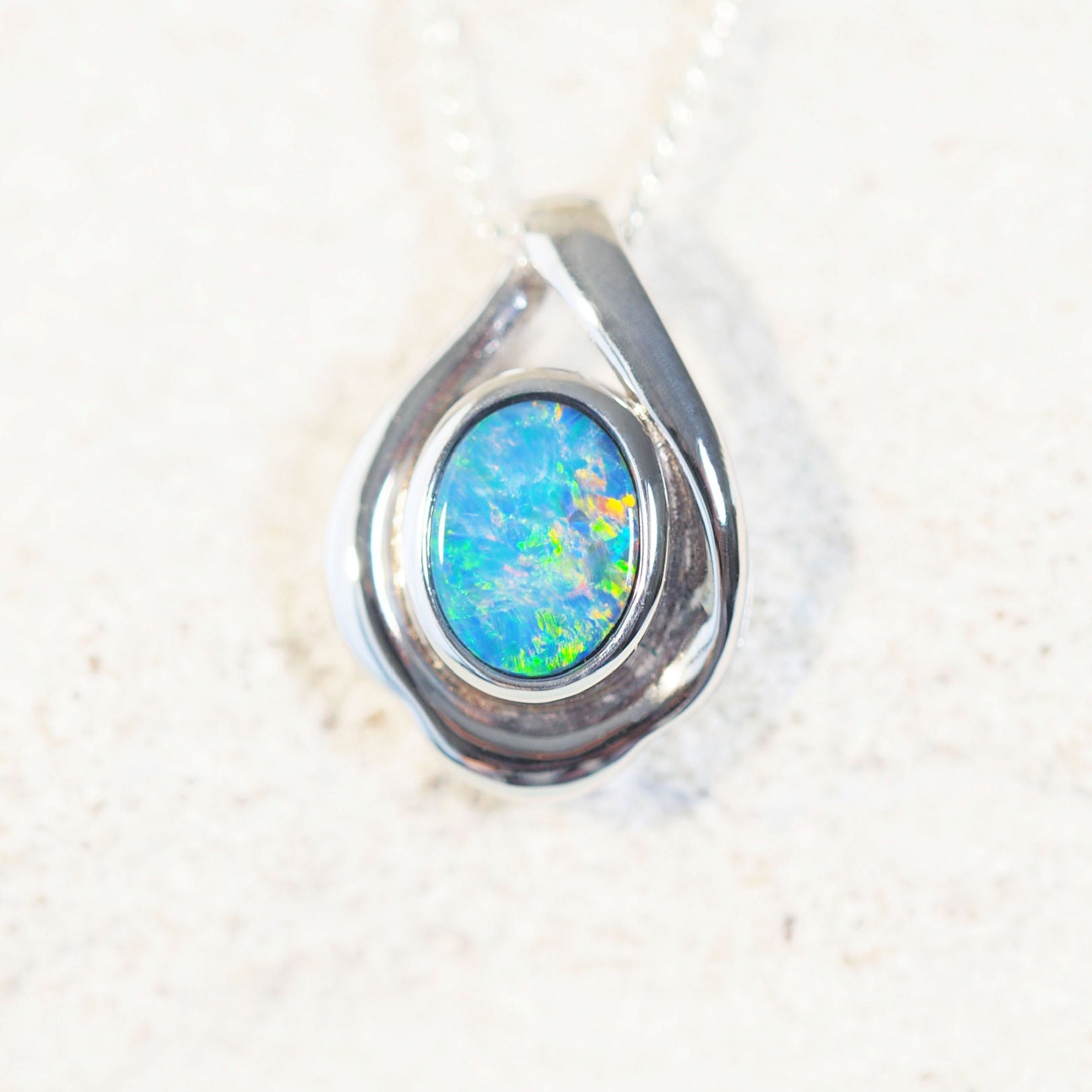 colourful silver doublet pendant