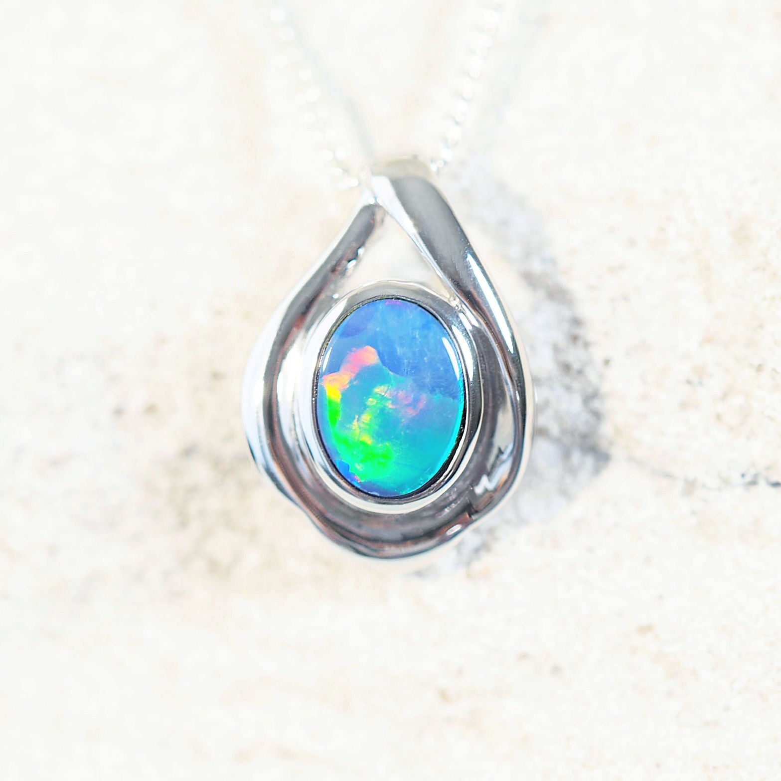 colourful opal pendant