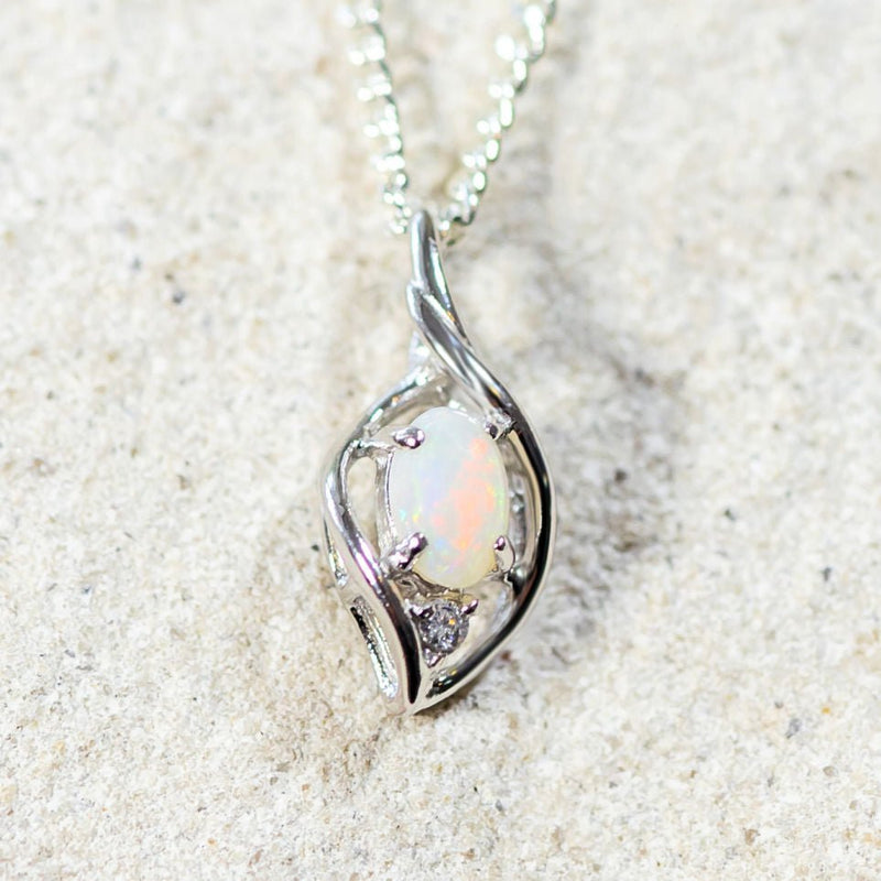 'Alani' Silver White Opal Pendant