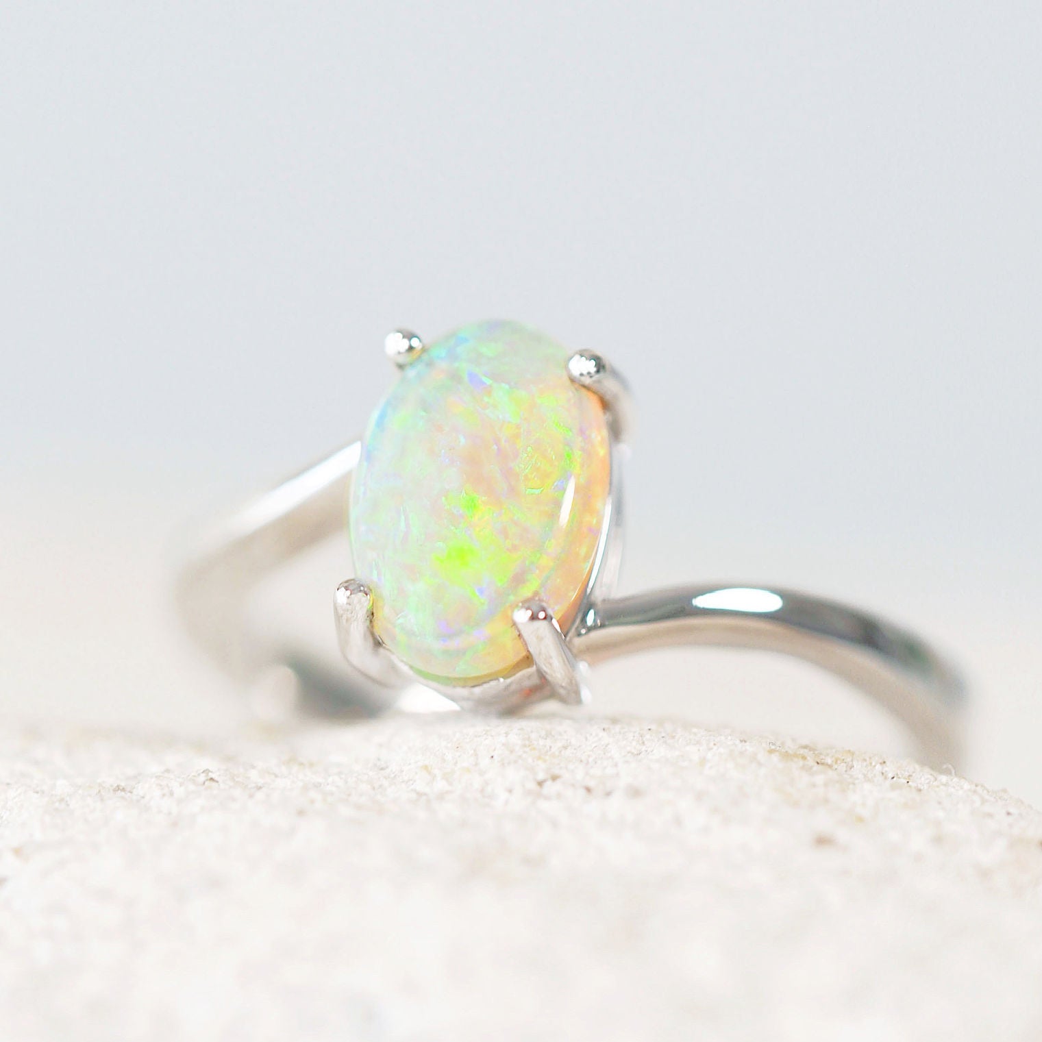 australian crystal opal white gold ring