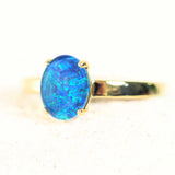 blue triplet opal ring