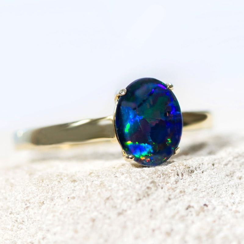 close up of opal ring named Alina Blue