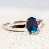 opal ring set with a blue Australian opal