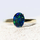 blue and green opal ring set in sterling silver