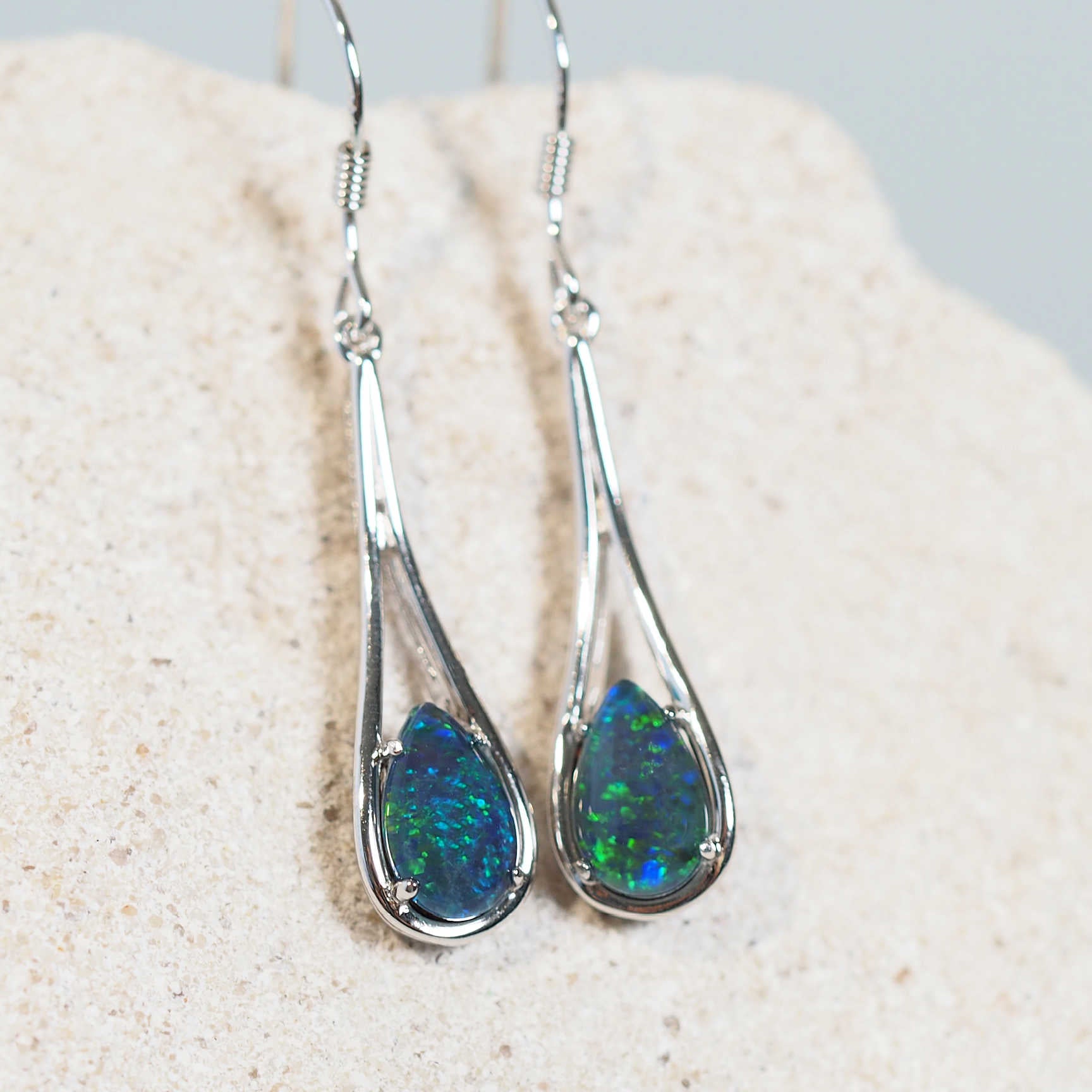 drop opal earrings