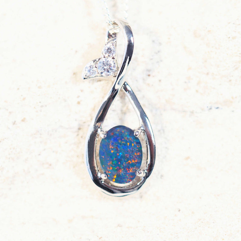 colourful opal pendant i sterling silver 