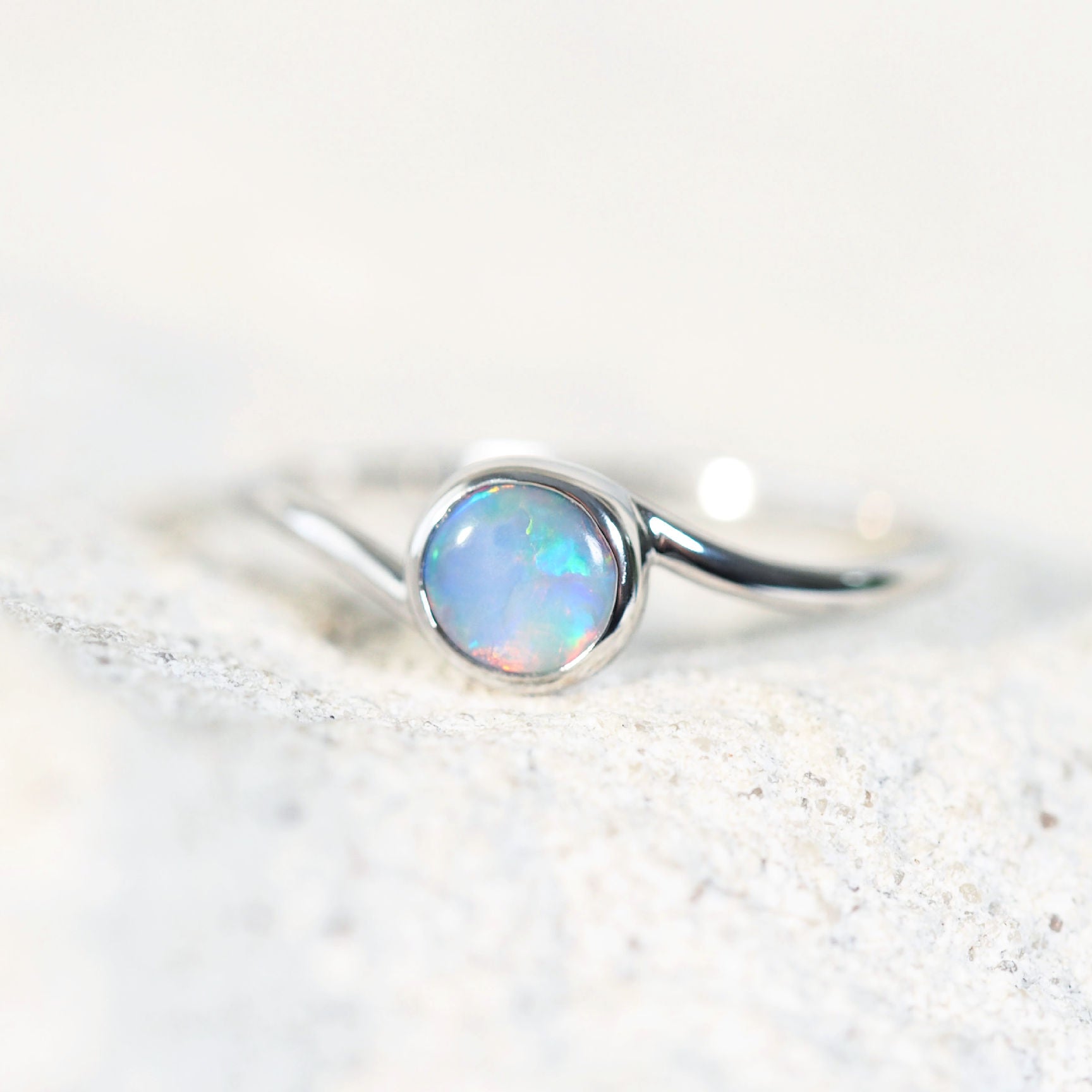 colourful round opal ring