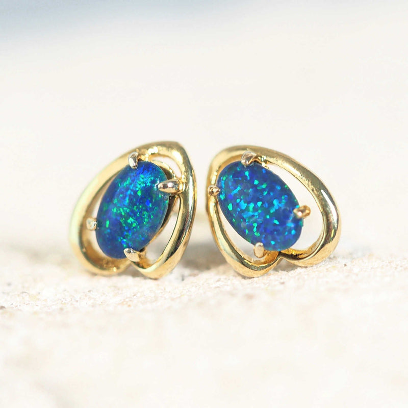 blue and green opal earrings