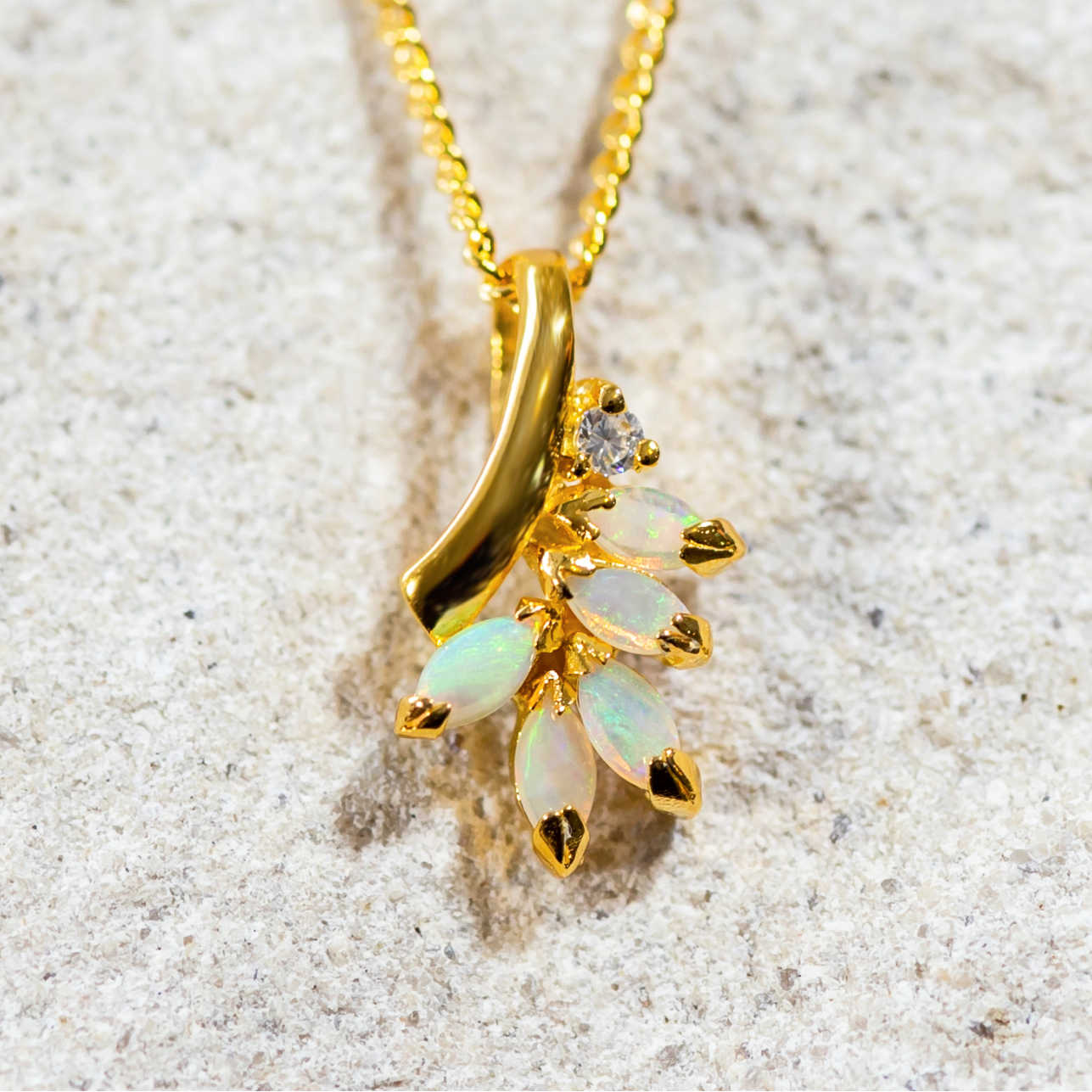 'Ariana' Gold Plated Silver Crystal Opal Pendant