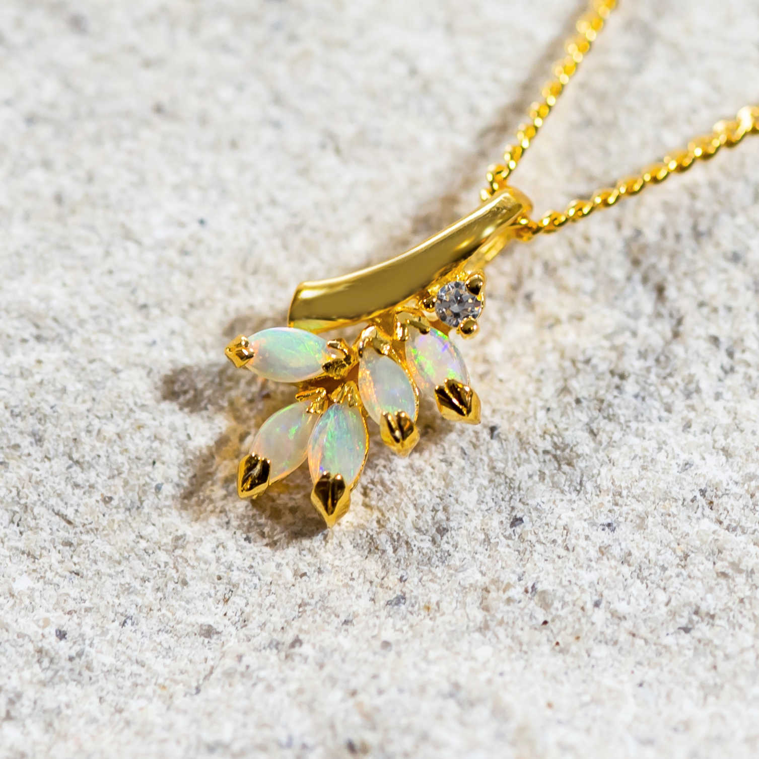 'Ariana' Gold Plated Silver Crystal Opal Pendant