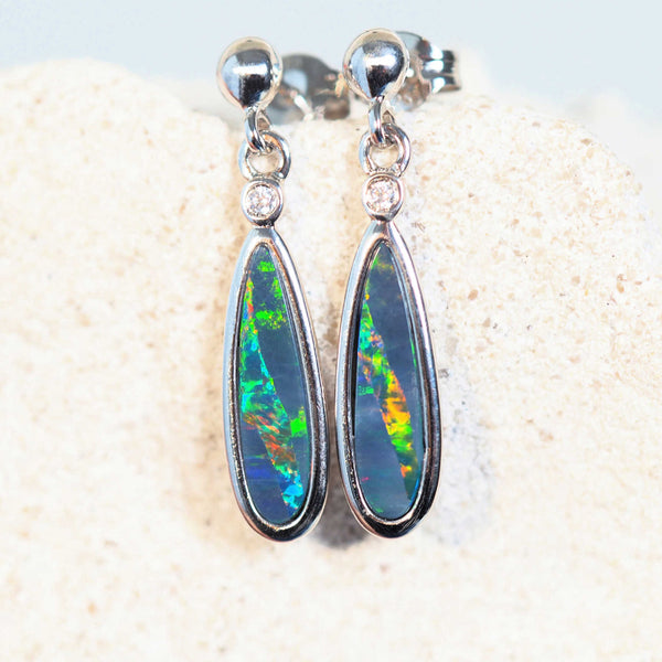 colourful opal earrings in silver